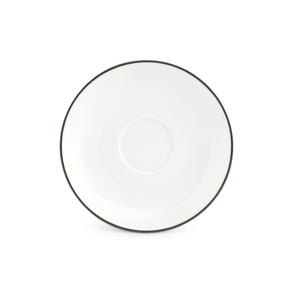 Basic White / Green rim Schotel 12,5 cm
